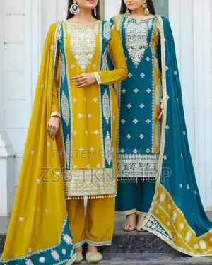 Indian Muslin Silk Georgette Embroidery Work 3 Piece