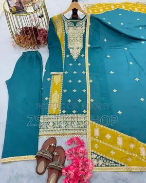 Indian Muslin Silk Georgette Embroidery Work 3 Piece