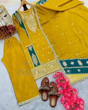 Indian Muslin Silk Georgette Embroidery Work 3 Piece