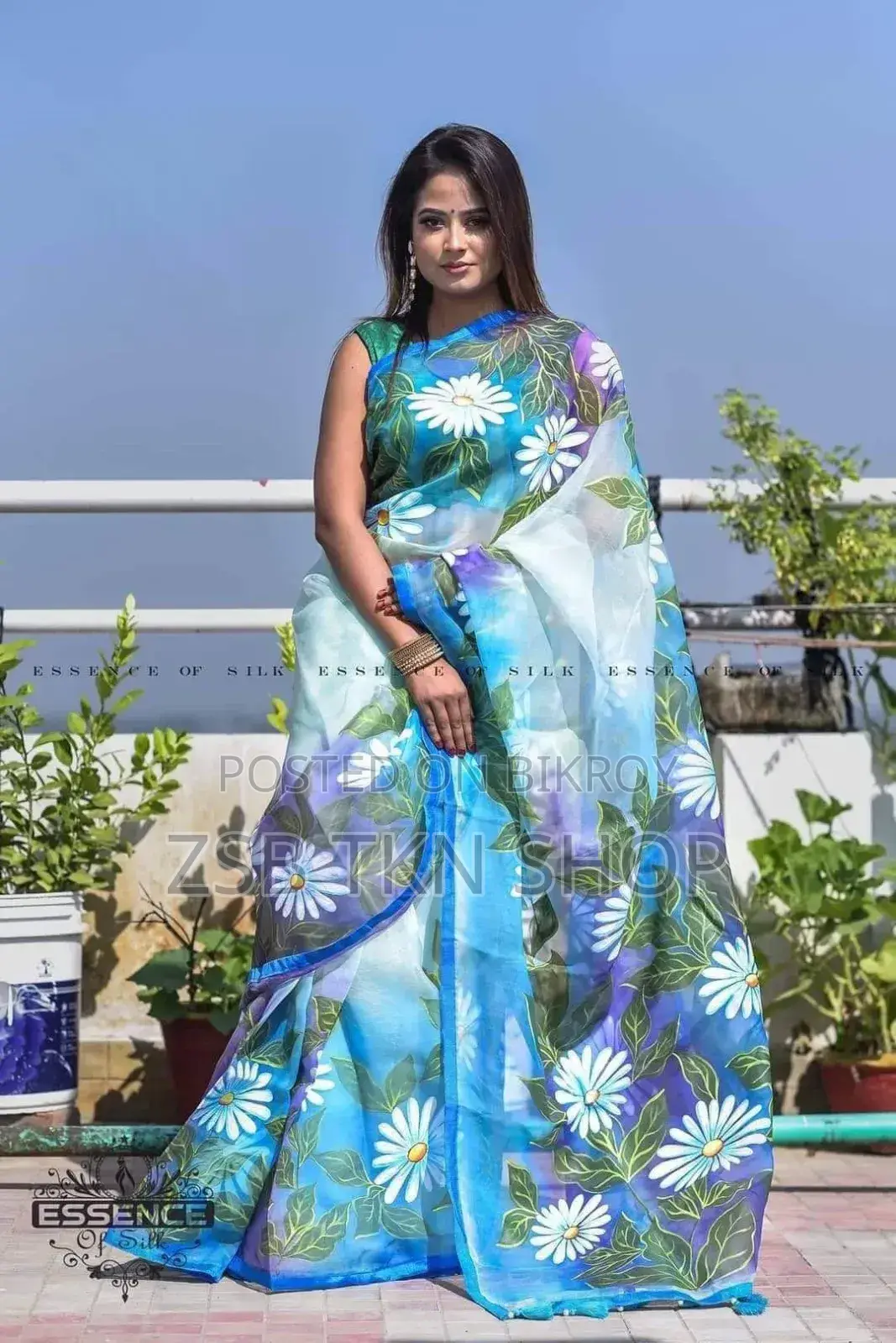 Hand Print Half Silk Saree
