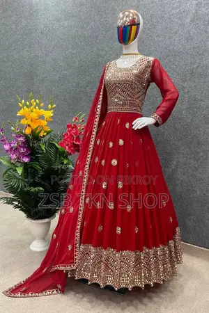 রেডিমেড জর্জেট এমব্রয়ডারি পার্টি ড্রেস