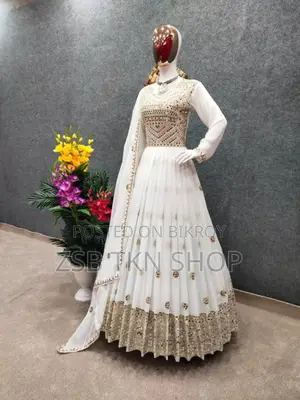 রেডিমেড জর্জেট এমব্রয়ডারি পার্টি ড্রেস