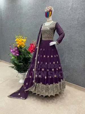 রেডিমেড জর্জেট এমব্রয়ডারি পার্টি ড্রেস