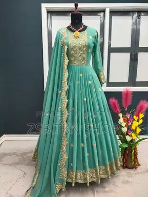 রেডিমেড জর্জেট এমব্রয়ডারি পার্টি ড্রেস