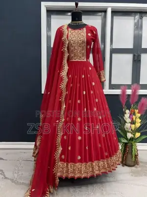 রেডিমেড জর্জেট এমব্রয়ডারি পার্টি ড্রেস