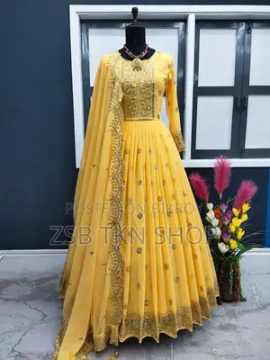 রেডিমেড জর্জেট এমব্রয়ডারি পার্টি ড্রেস