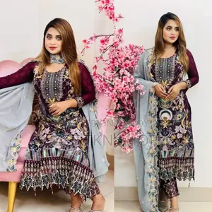 ইন্ডিয়ান হোয়াইট গোল্ড জর্জেট কামিজ