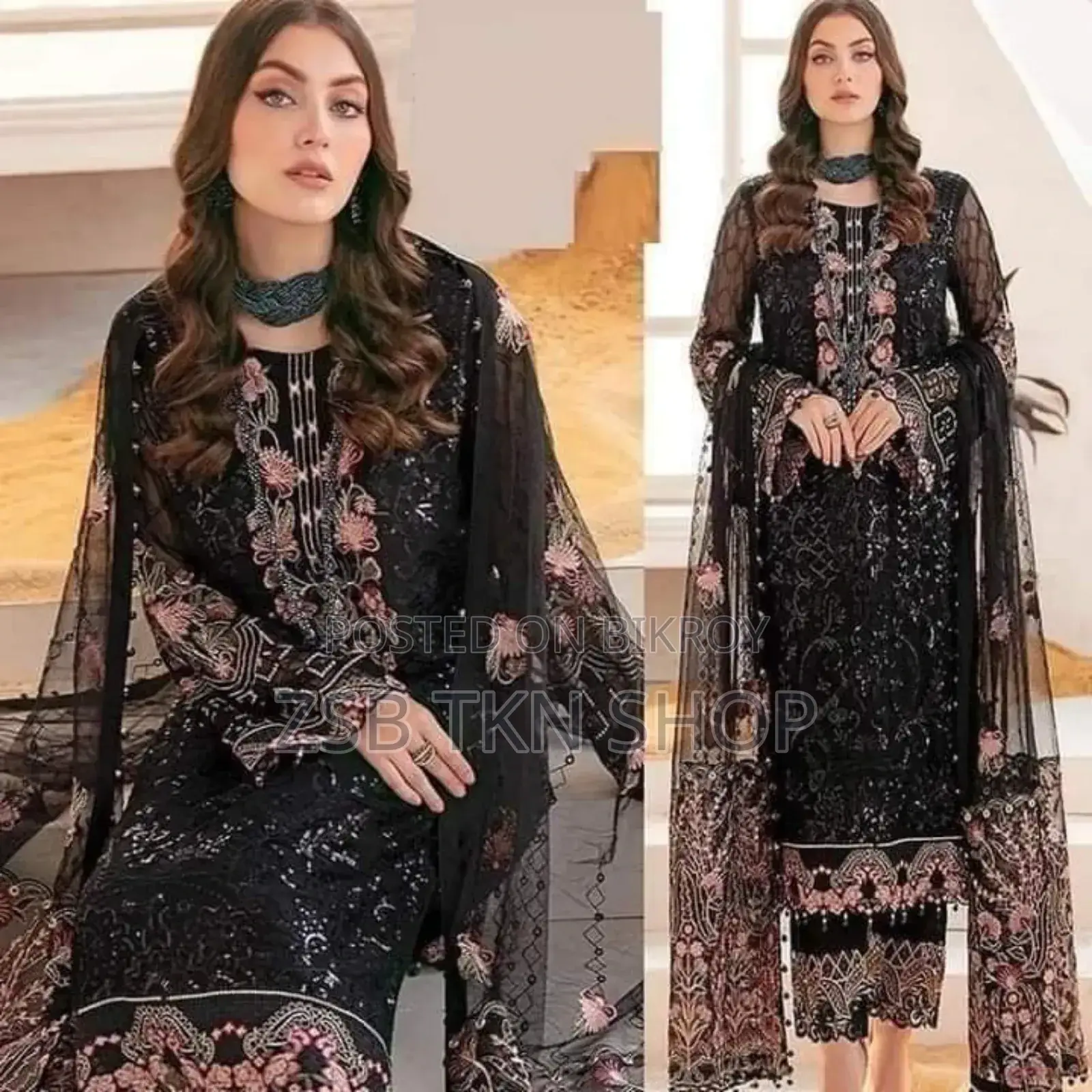 ইন্ডিয়ান হোয়াইট গোল্ড জর্জেট কামিজ