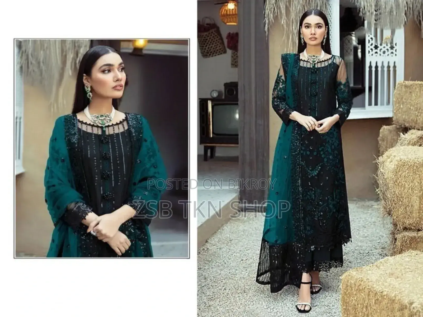 রেডিমেড জর্জেট এমব্রয়ডারি থ্রী পিস