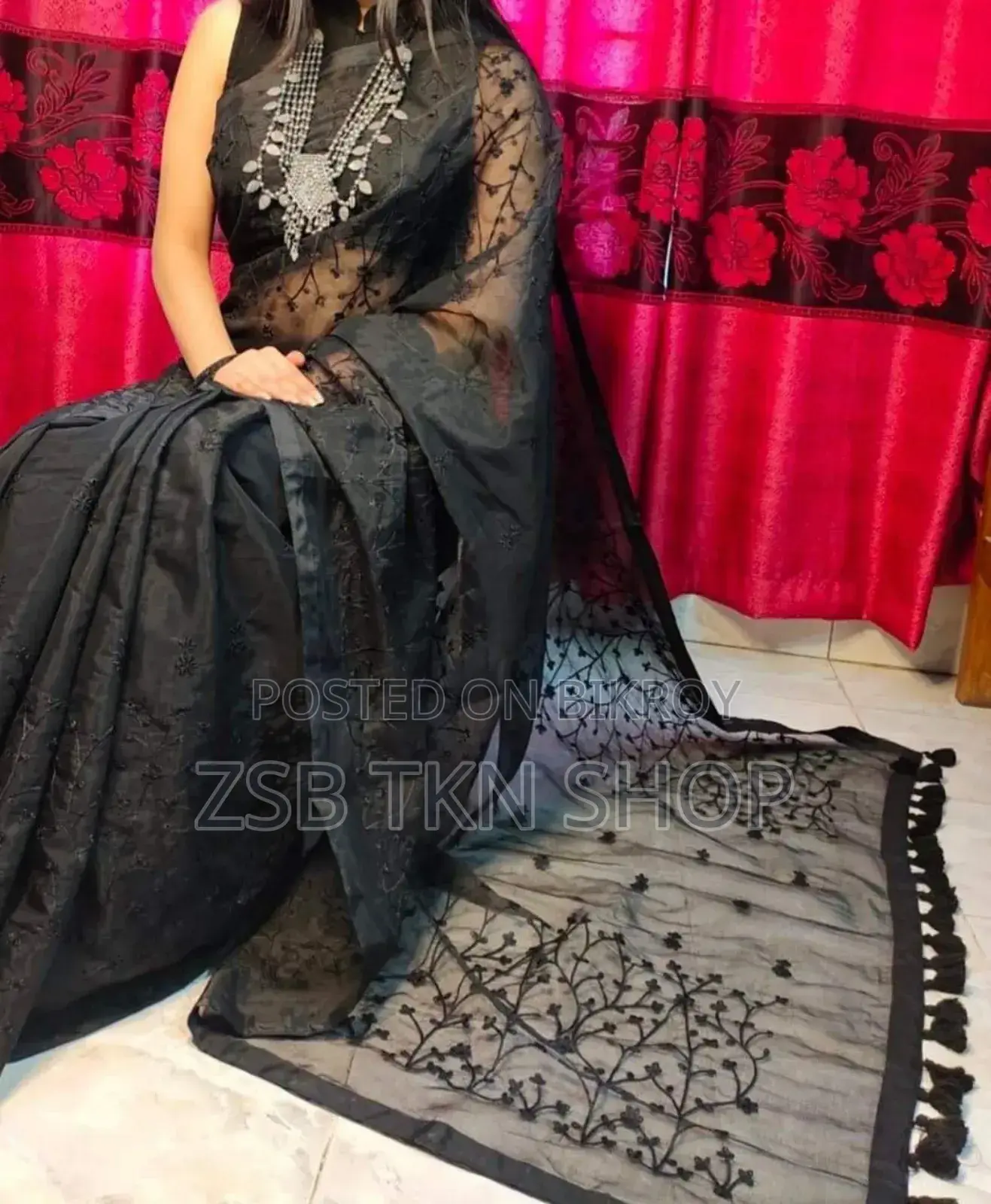 Embroidery Work on Half-Silk Sarees