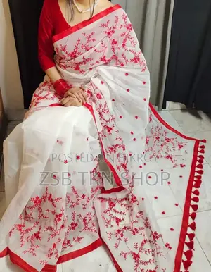 Embroidery Work on Half-Silk Sarees