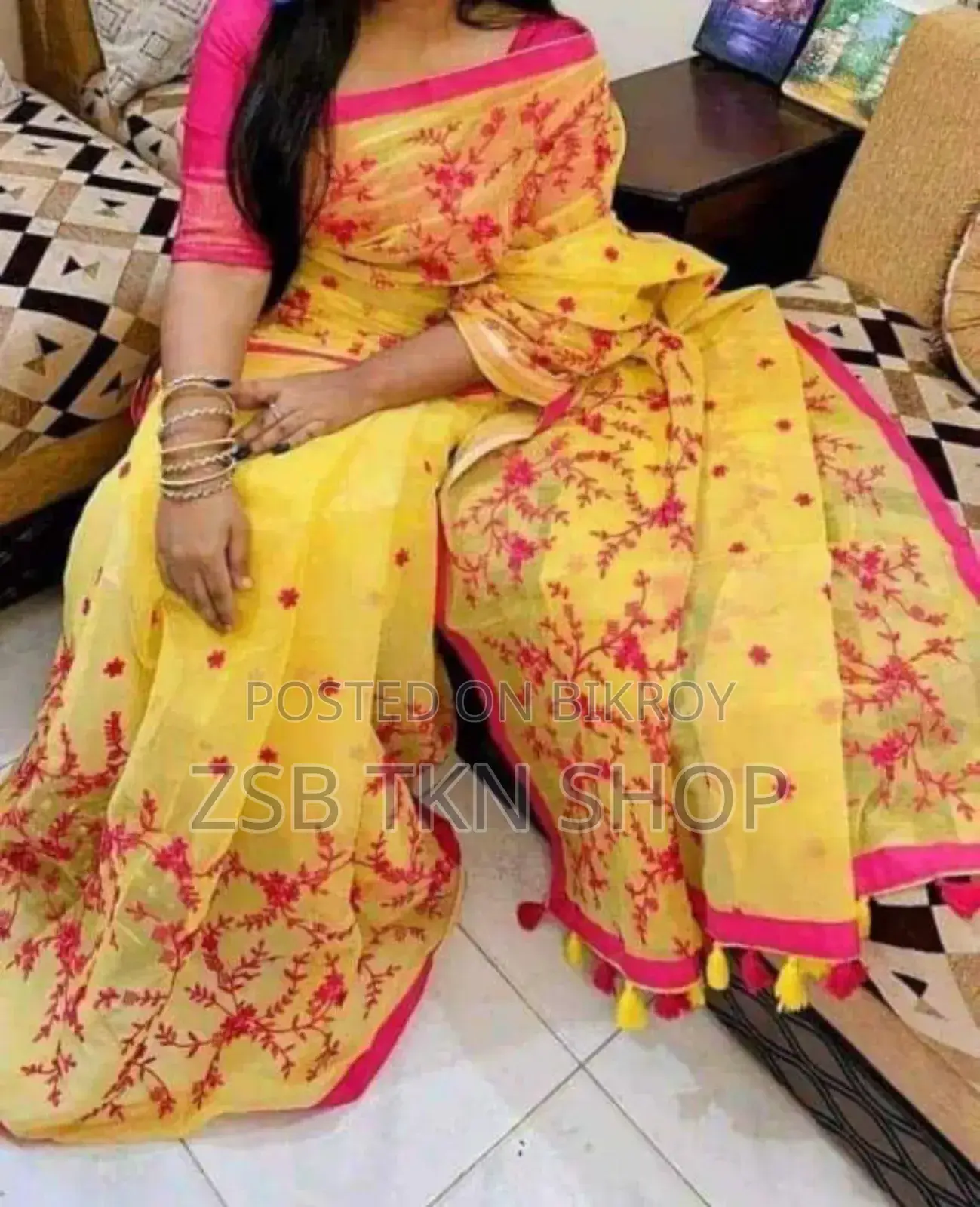 Embroidery Work on Half-Silk Sarees