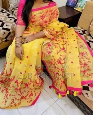 Embroidery Work on Half-Silk Sarees