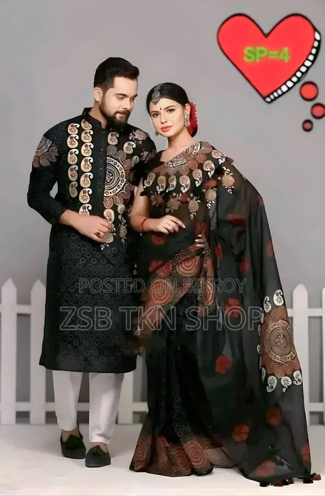 Hand Painted Half Silk Saree Panjabi Set for Girls and Boy