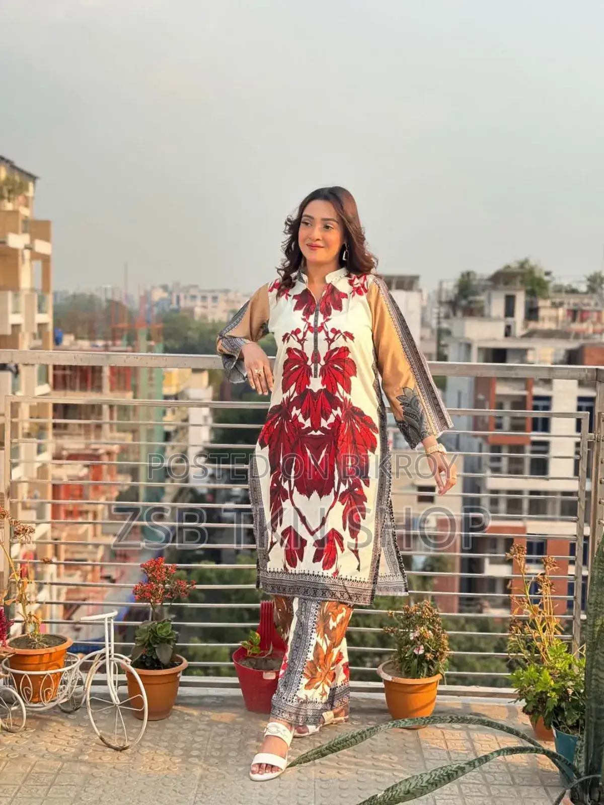 Cherry Silk Fabric Print Ready Dress 2 Piece