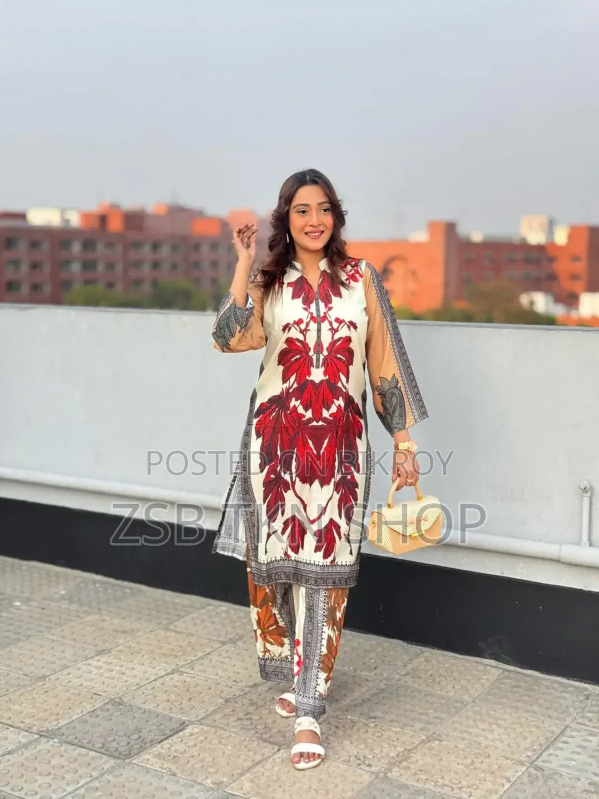 Cherry Silk Fabric Print Ready Dress 2 Piece
