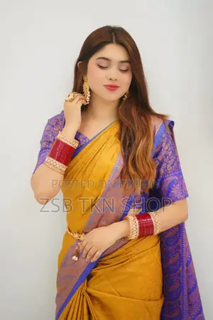 কাঞ্জিভরম কাতান শাড়ি উইথ ব্লাউজ পিস নিউ আপডেট কালেকশন