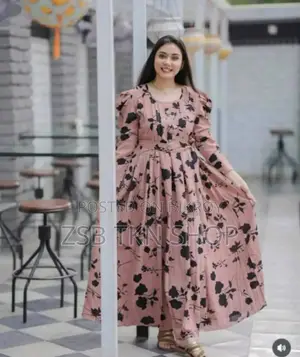 Stylish Silk Screen Print Gown New Collection
