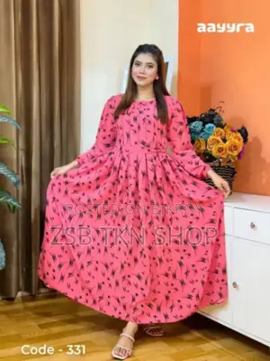 Stylish Silk Screen Print Gown New Collection