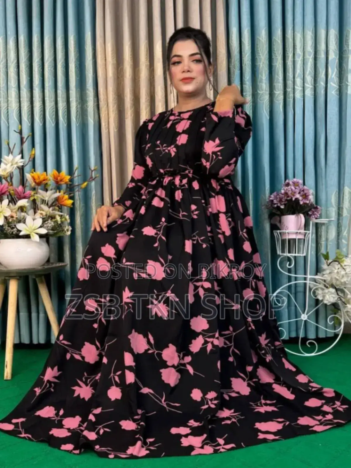 Stylish Silk Screen Print Gown New Collection