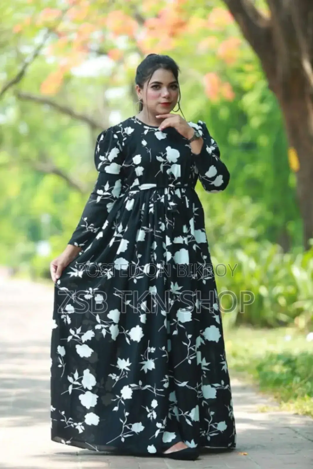 Stylish Silk Screen Print Gown New Collection