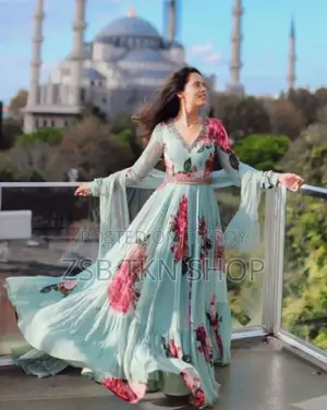 Rose Print Gown Three Pieces