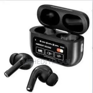 Airpods A9 Pro ANC Touch Screen Display Earbuds - Black