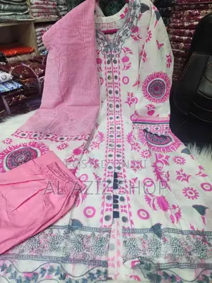 Full Cotton Dress With Skin Print Ambudari Work