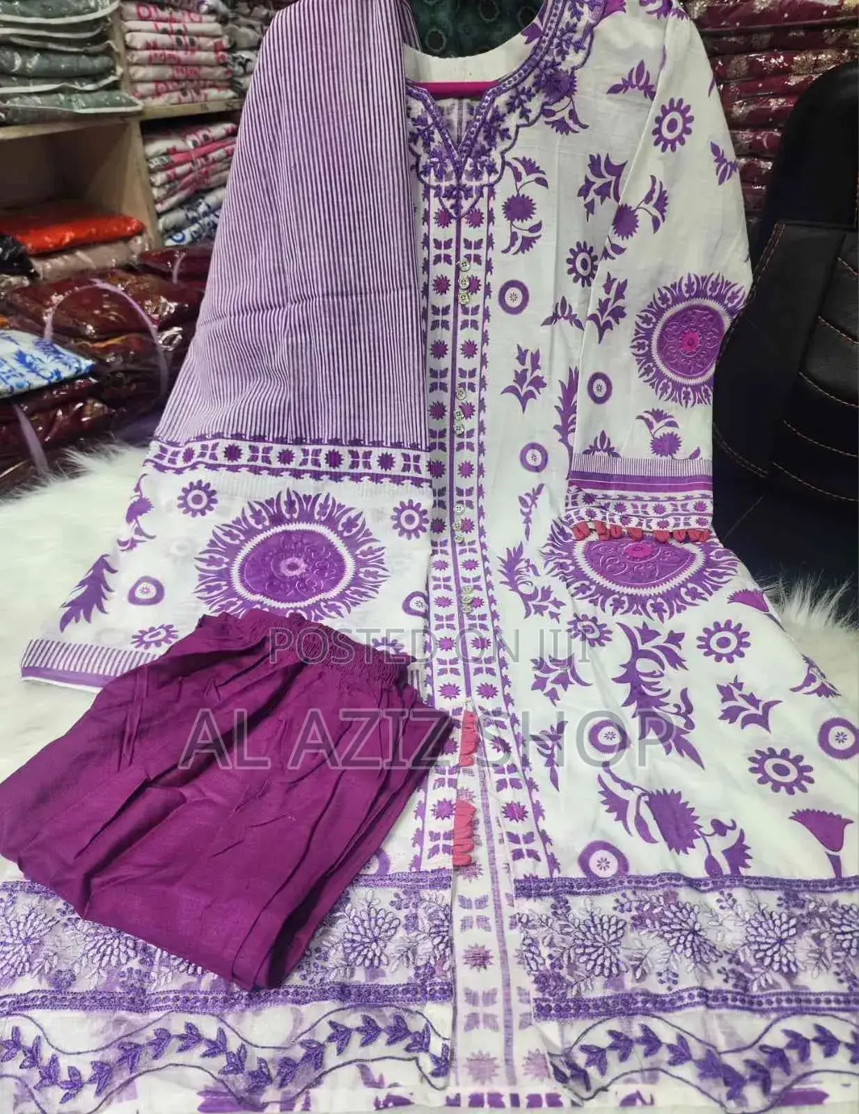 Full Cotton Dress With Skin Print Ambudari Work