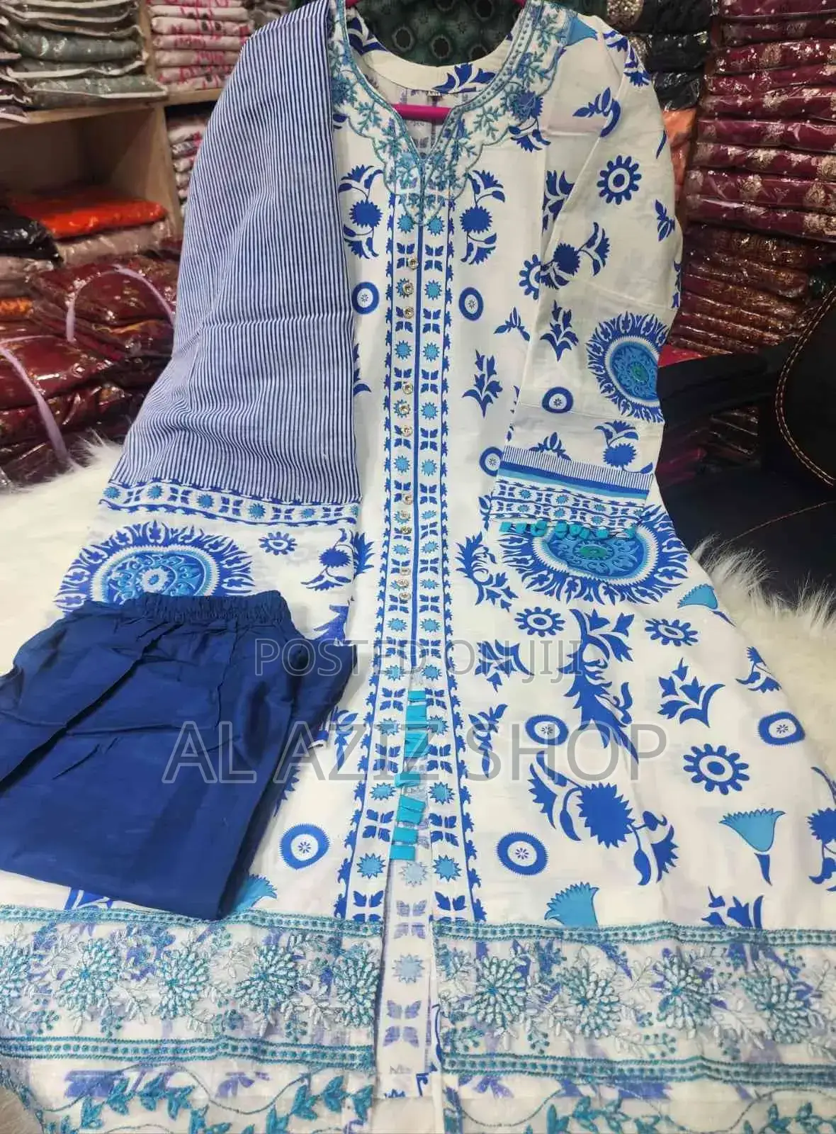 Full Cotton Dress With Skin Print Ambudari Work