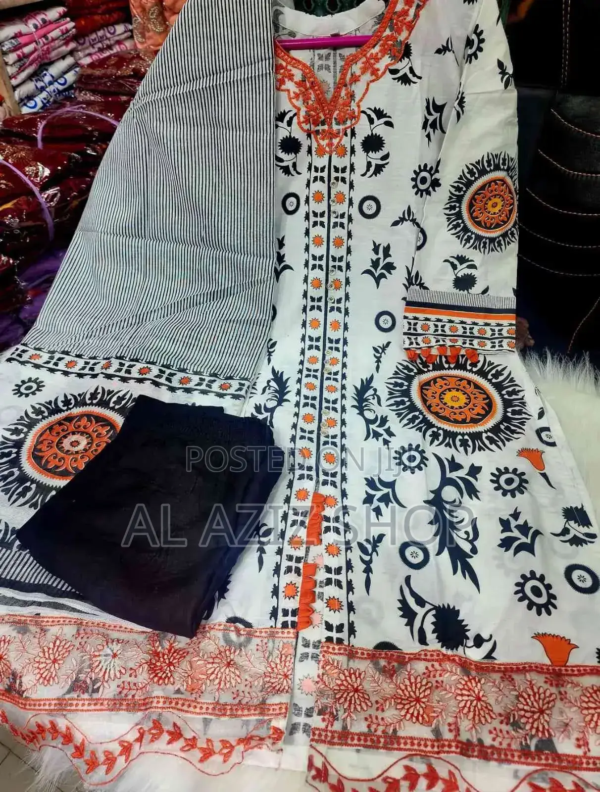 Full Cotton Dress With Skin Print Ambudari Work
