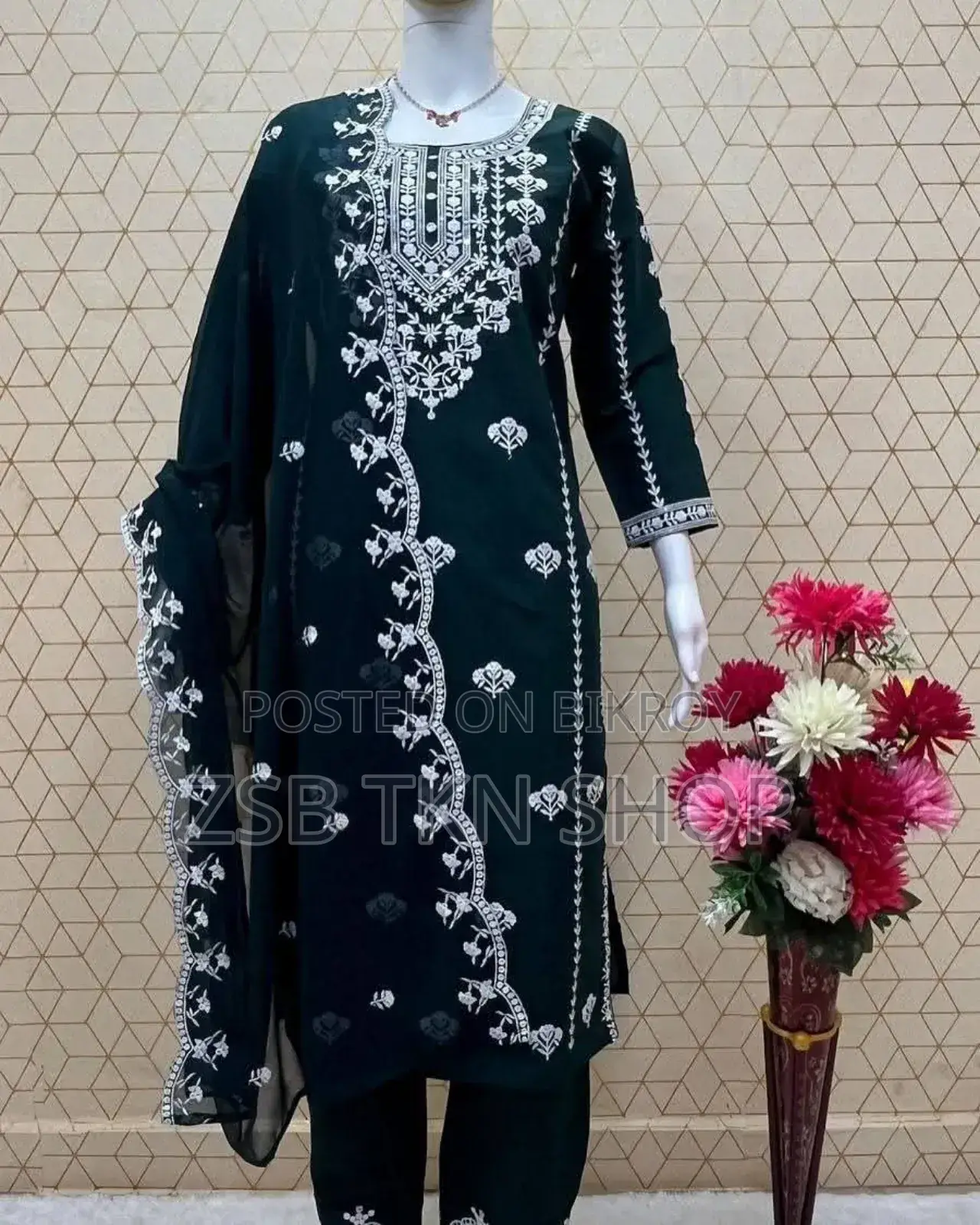 এমব্রয়ডারি পিওর কটন থ্রি পিস