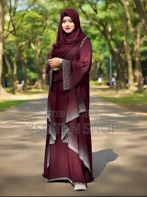 প্রিমিয়াম স্টোন বোরকা উইথ হিজাব Gduh DGGH CHVGH