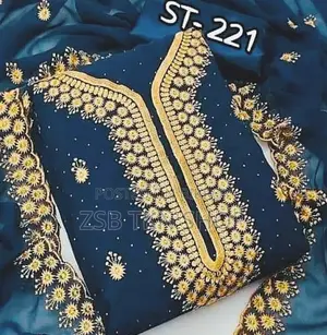 Georgette Four Piece Embroidery Work FXHV Dvuf JDGJH