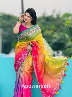স্টাইলিশ কটন শাড়ি উইথ ব্লাউজ পিস DHCFG JCFJH
