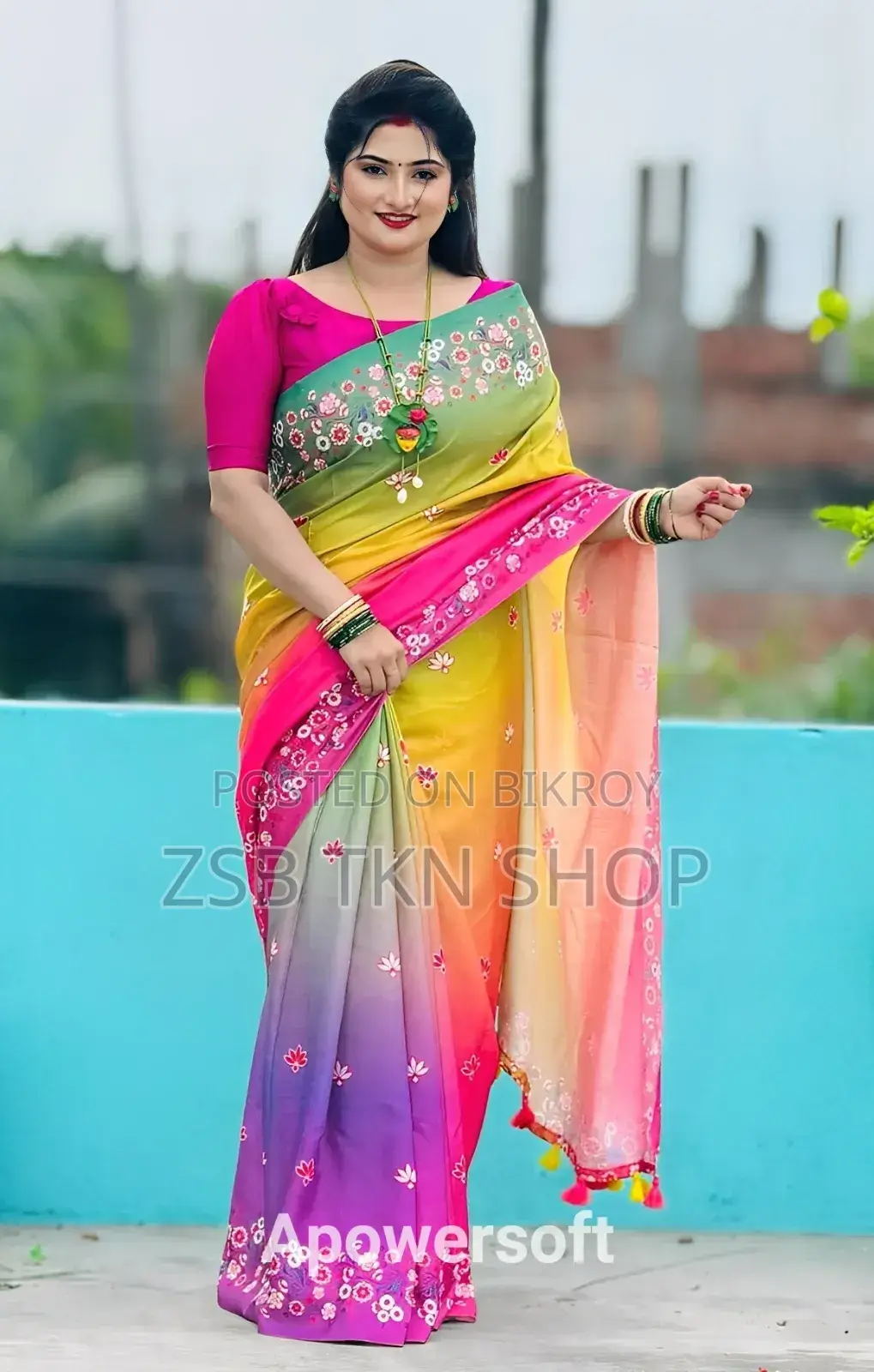স্টাইলিশ কটন শাড়ি উইথ ব্লাউজ পিস DHCFG JCFJH