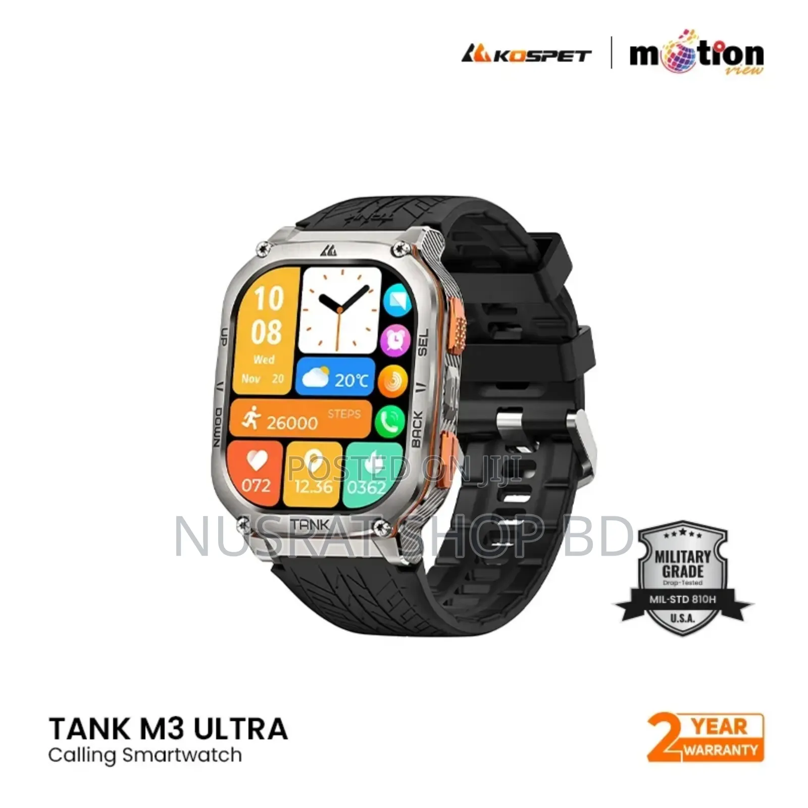 Kospet Tank M3 Ultra 5 ATM IP69K Dive-Proof Smart Watch - Silver 10894