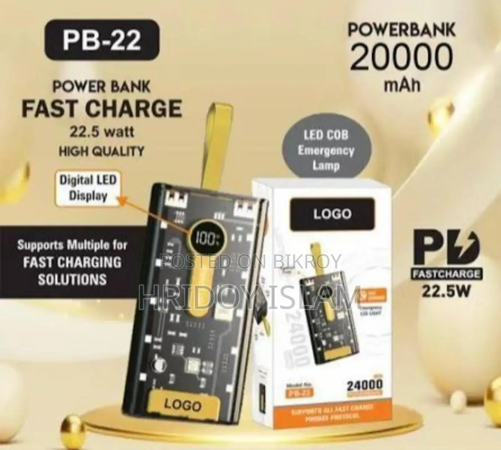 20000mah Transparent 22.5 W First Charging Power Bank Portable Fast