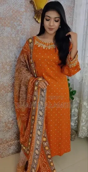 Kameez Linen Embroidery Work + Skin Print