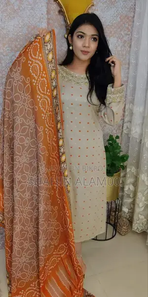 Kameez Linen Embroidery Work + Skin Print