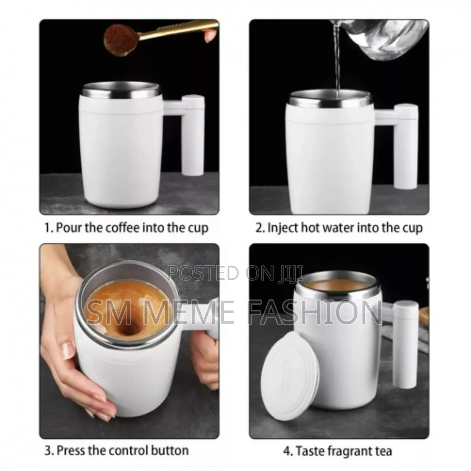Self Stirring Coffee Milk Tea Cup Smart Mixing Stainless Steel Mug
