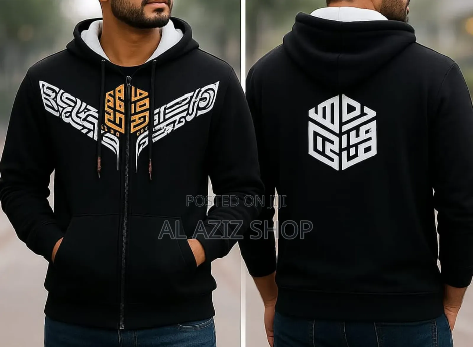 Stylish Calligraphy Design Hoodie for Men