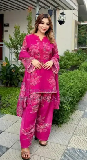 হোয়াইট গোল্ড জর্জেট থ্রি পিস