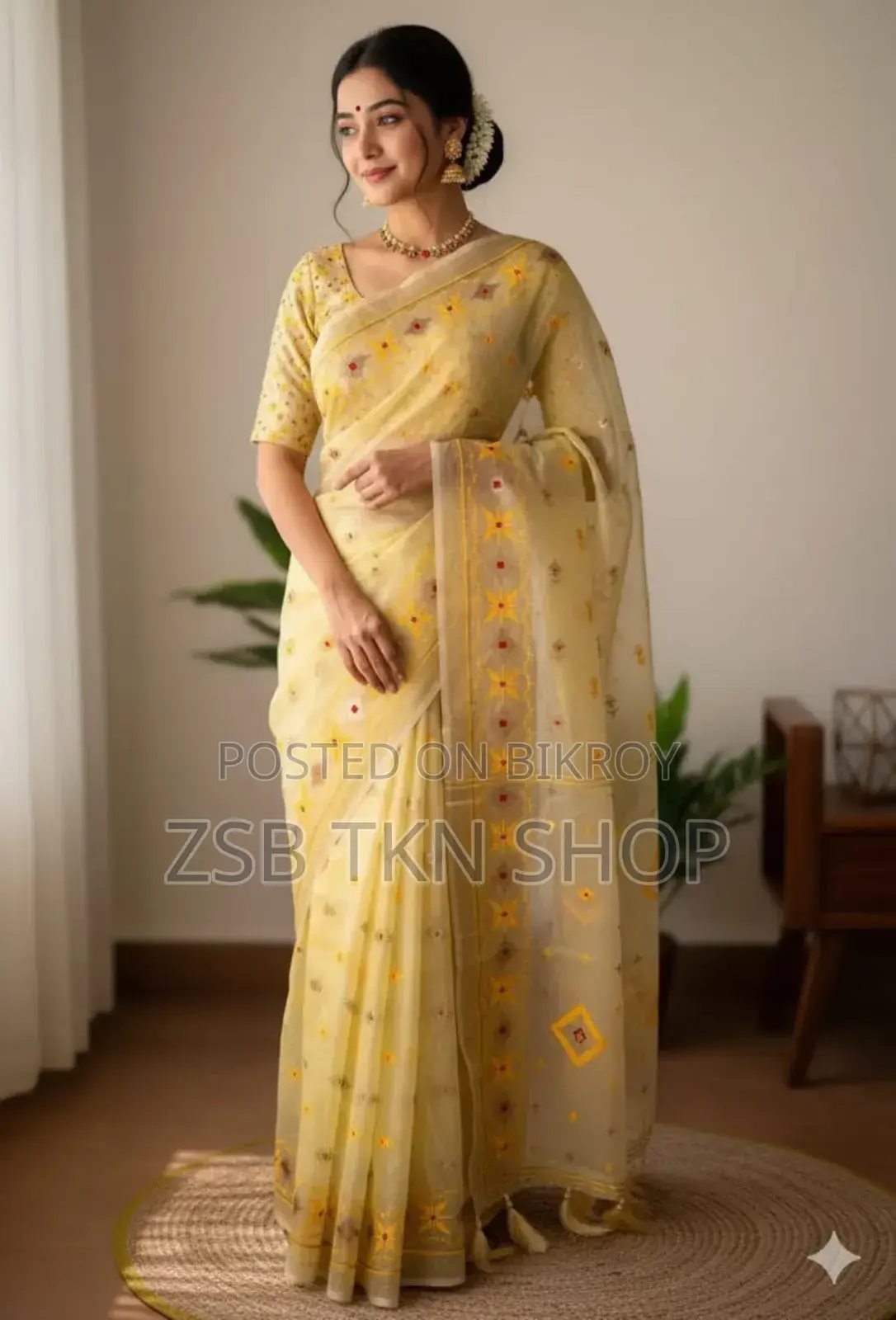 Half Silk Jamdani Print Saree