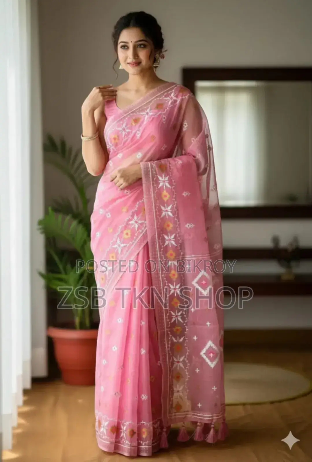 Half Silk Jamdani Print Saree