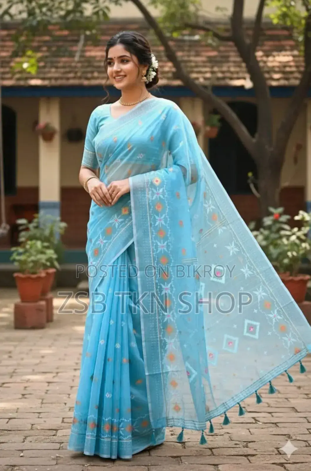 Half Silk Jamdani Print Saree