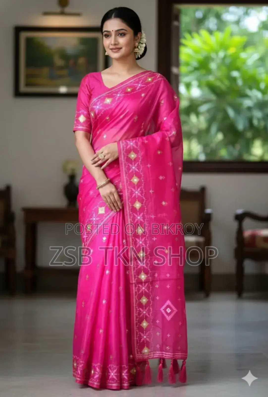 Half Silk Jamdani Print Saree