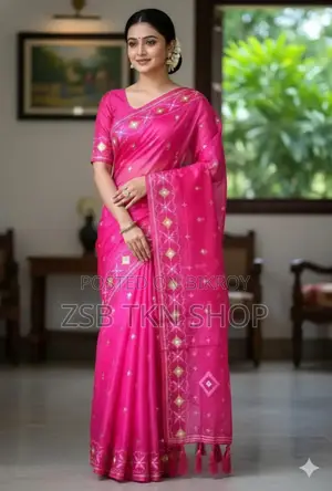 Half Silk Jamdani Print Saree