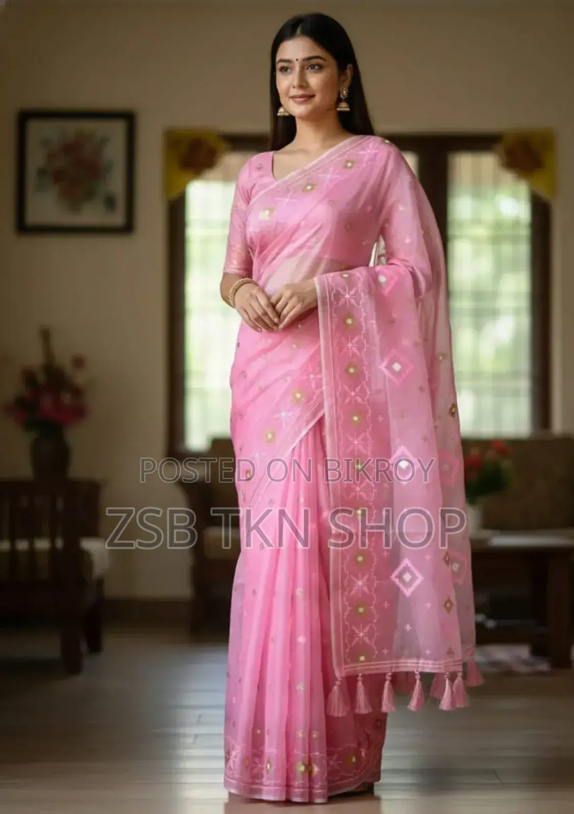 Half Silk Jamdani Print Saree