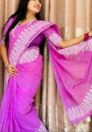 Half Silk Block Print Sharee